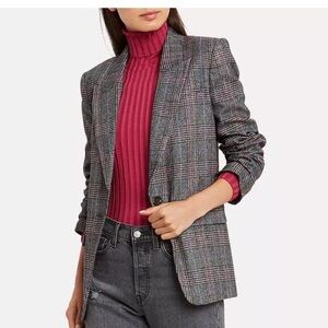 $698 Veronica Beard Martel Dickey Jacket Jacket Wool Blazer Grey plaid sz 6